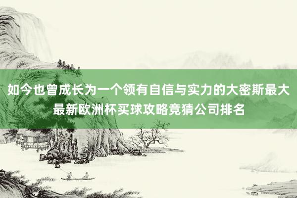 如今也曾成长为一个领有自信与实力的大密斯最大最新欧洲杯买球攻略竞猜公司排名