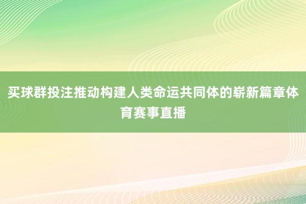 买球群投注推动构建人类命运共同体的崭新篇章体育赛事直播